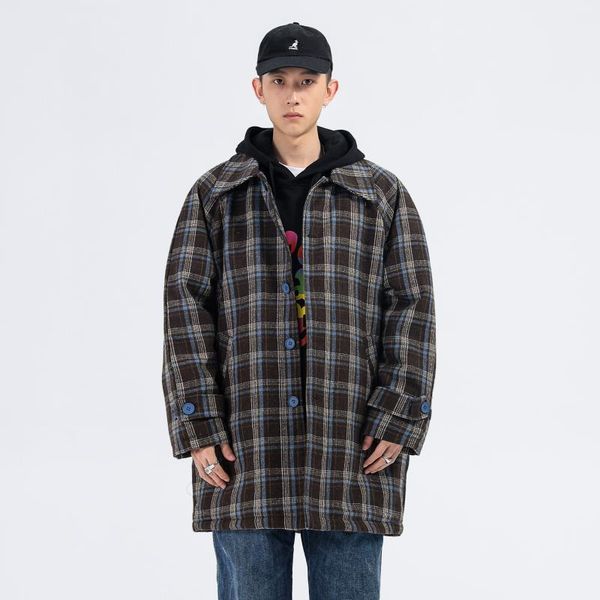 

men's wool & blends 2021 winter cotton woolen coat, Black