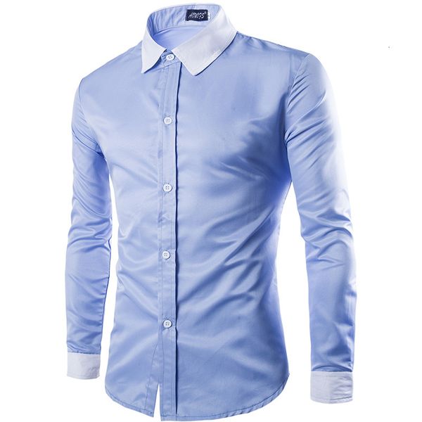 

men's dress shirts fashion black white long-sleeves three buckle design simple color s slim ah0o, White;black
