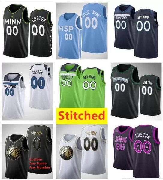 

jersey custom printed anthony 1 edwards d'angelo 0 russell karl 32 towns ricky 9 rubio okogieminnesotatimberwolves men woman kids jerse, Black;red