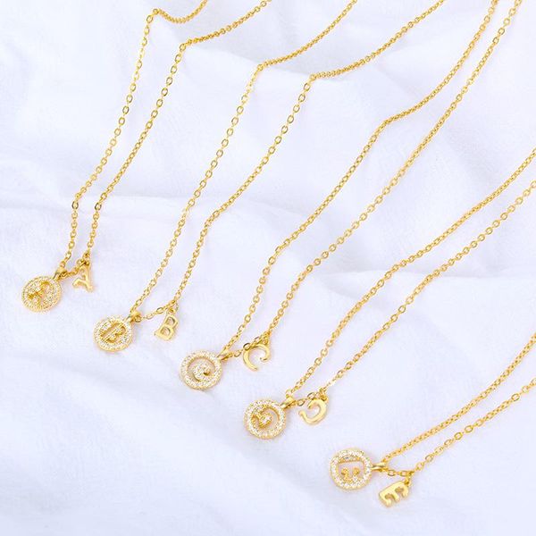 

fine zircon a-z letter pendant necklace for women shinning choker charm 26 initial alphabet collares hip hop jewelry bff necklaces, Silver