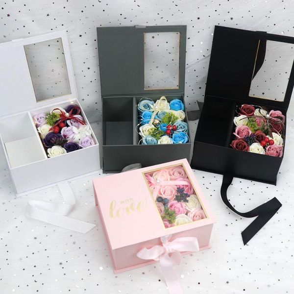 

gift wrap mother's day pvc translucent box mysterious flower eternal luxury hand satin packing romanticvalentine's