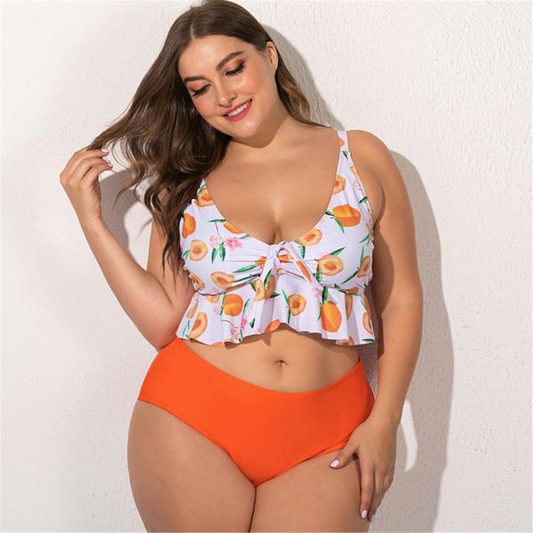 

one-piece suits high waist swimsuit 2021 bikinis women plus size swimwear halter retro bathing push up bikini set beach wear