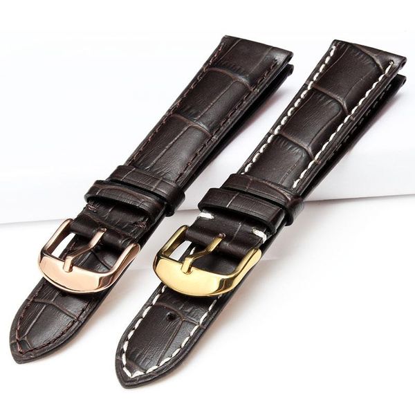 

watch bands genuine leather watchband 16mm/18mm/20mm/22mm brown black sport wrist band strap belt, Black;brown