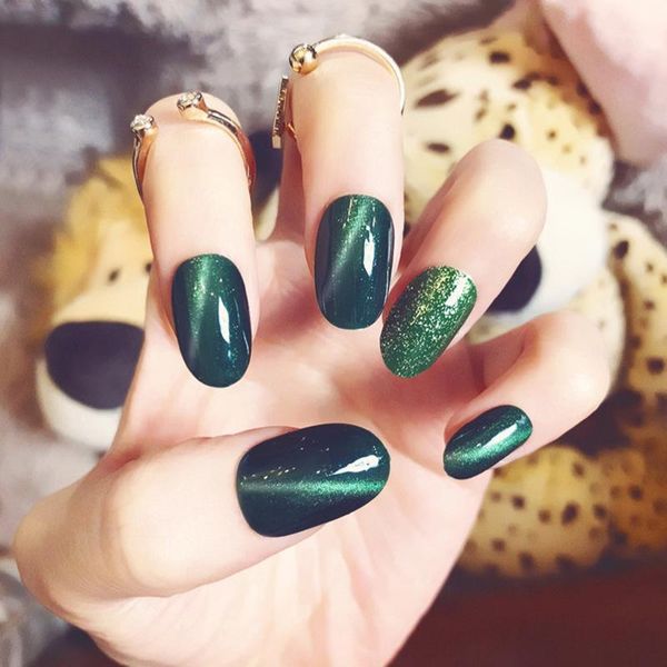 

toe nails 24 pieces of fake finished cat's eye 6 colors tslm11, Red;gold