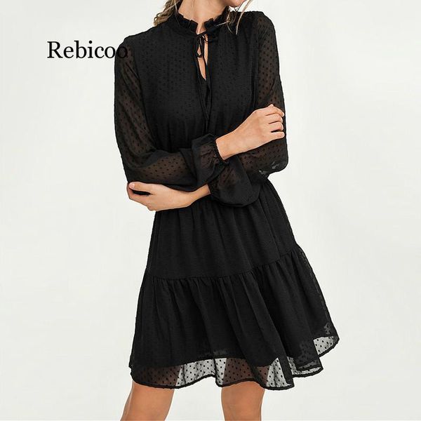

casual dresses black lace up hollow out mini dress women vestidos long sleeve elastic waist party christmas summer, Black;gray