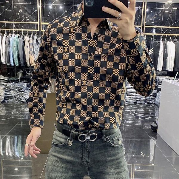 

men's casual shirts 2021 letter printed long sleeve shirt business versatile korean slim, White;black