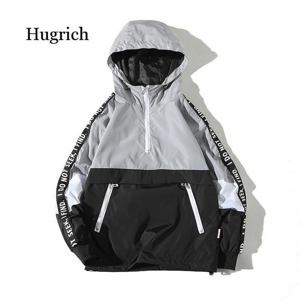 

men's jackets windbreaker men spring summer casual sports hip hop streetwear patchwork splice fashion hooded zipper jacket, Black;brown