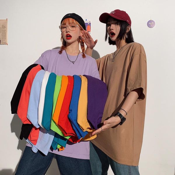 

women's t-shirt 2021 summer short sleeve women tee shirt loose solid basic t casual o-neck hipster tshirt 5xl, White