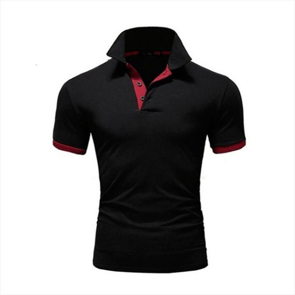 

sport shirt clothes men polo short sleeve summer breathable patchwork plus size tee, White;black