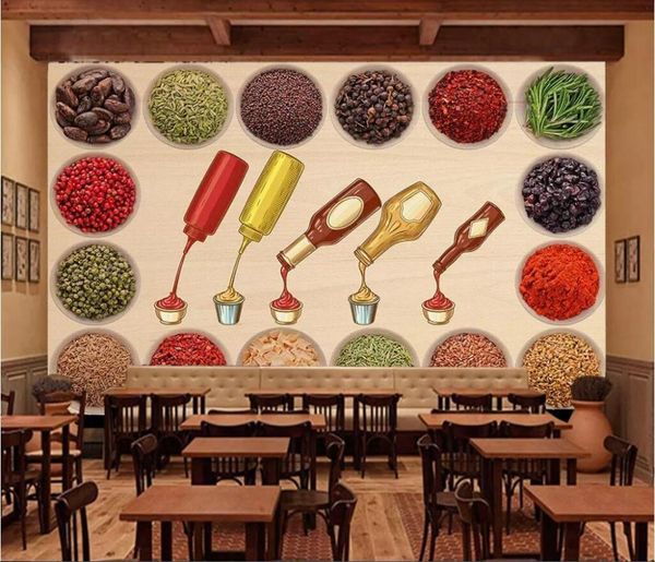 

wallpapers cjsir papel de parede custom wallpaper mural nostalgic spice seasoning sauces kitchen restaurant background 3d wall paper