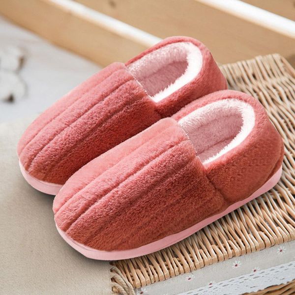 

winter home slippers big size women's furry indoor shoes women cotton female warm plush footwear woman thick bottomed, Black