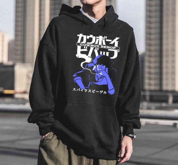 

men's hoodies 90s classic anime cowboy bebop hoodie for men women long mouse spike mirror graphic devil trui harajuku gift 0817, Black