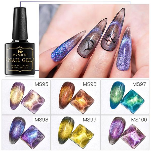 

nail gel 8ml polish aurora cat eye magnet hybrid varnish semi permanent summer magnetic lacquer primer art, Red;pink