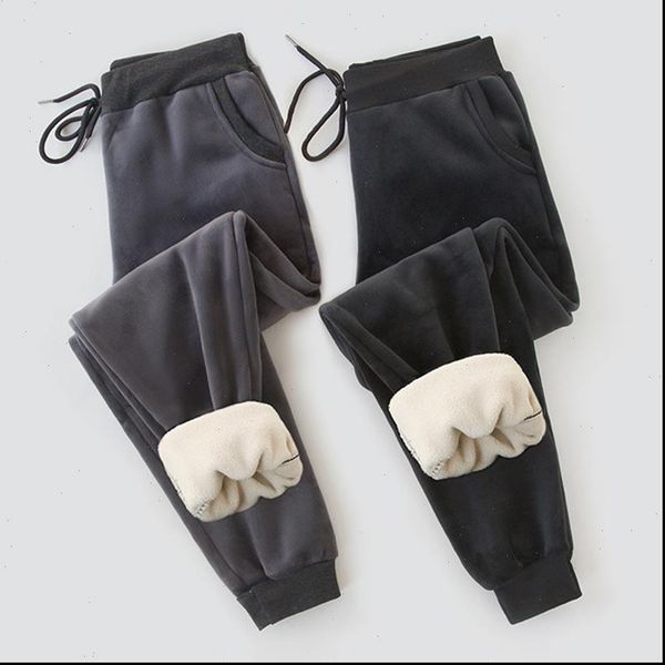 

winter lamb fur cashmere womens pants slim casual warm harem thick lined fleece autumn sweatpants trousers, Black;white