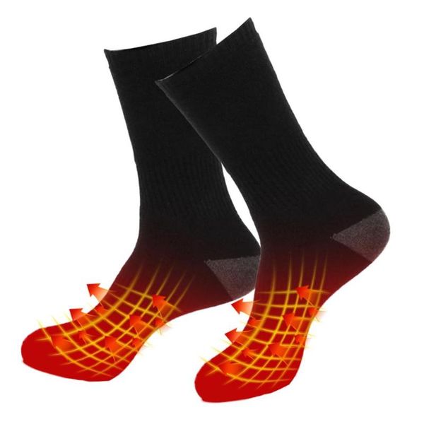 

sports socks thermal cotton heated sport ski winter rechargeable lithium battery 3-temperature levels foot warmer for women, Black