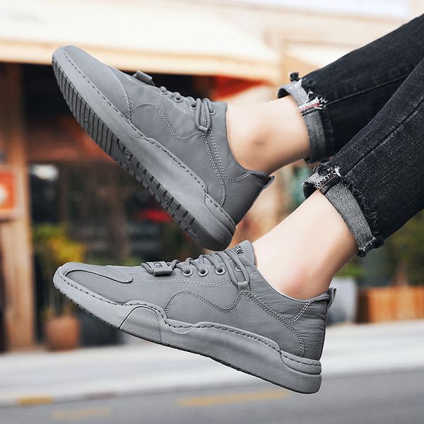 

casual breathable canvas men's shoes thick-soled trend board youth increase fashion outdoor version sports comfort lowskateboarding, Black