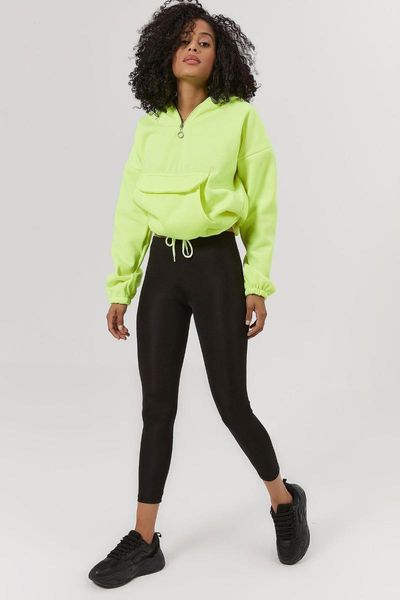 

women's high waist basic knit leggings casual sports, Black