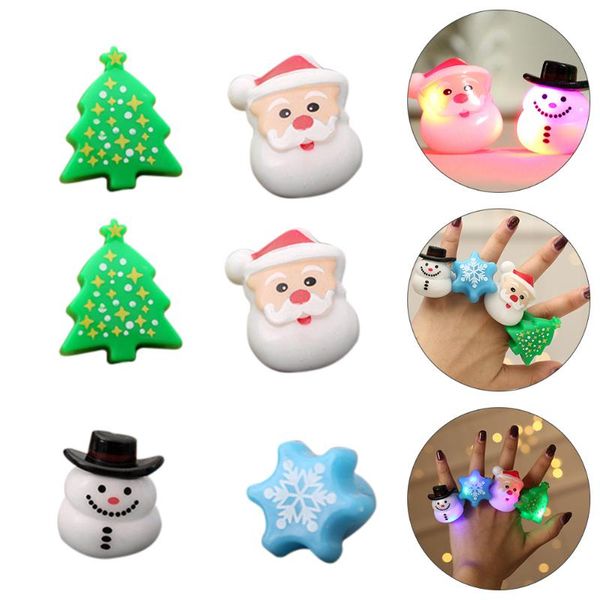 

party decoration 6pcs christmas finger ring toys led shining rings (random style)