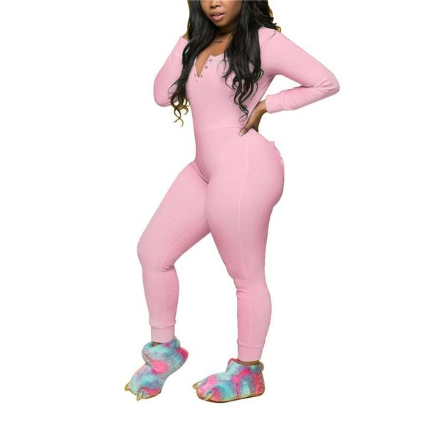 

women's jumpsuits & rompers pijamas one-piece button-down front functional buttoned flap v-neck pajamas jumpsuit pyjama femme sleepwear, Black;white