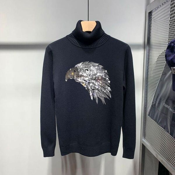 

men's sweaters harajuku cartoon simple european turtleneck sweater pullover slim sweatshirt soft, White;black