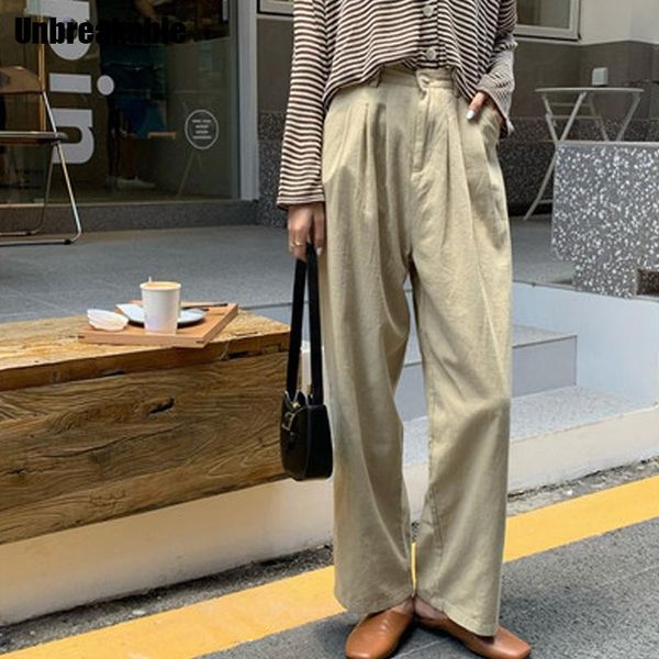 

work wear formal solid high waist straight pants women 2021 autumn ol bottoms loose casual suit female trousers women's & capris, Black;white
