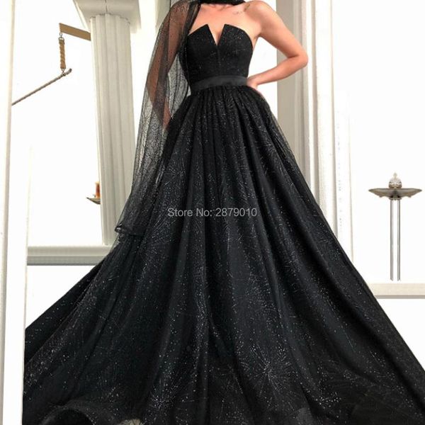 

party dresses black a-line strapless long evening dress v-neck full-length metal spraying sash formal shawl lady custom zipper, White;black