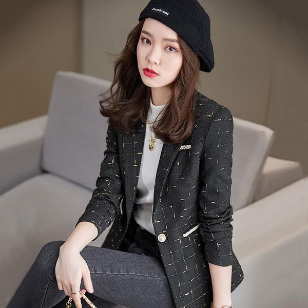 

women's jackets xiaoxiang mingyuan style coat autumn and winter 2021 fashion, foreign versatile short slim suit, Black;brown
