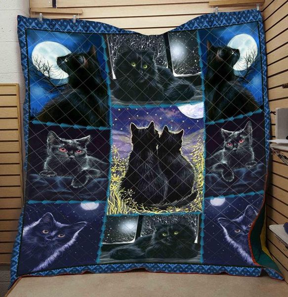 

comforters & sets drop black cat print quilt kids adults bed soft warm thin blanket and king size wholesale custom patter