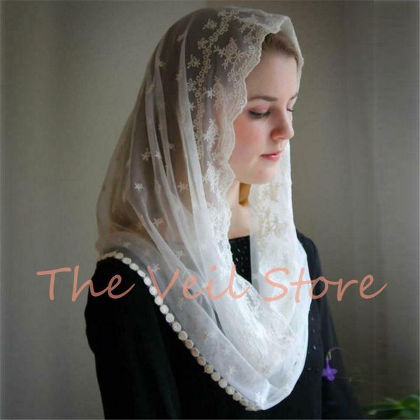 

bridal veils round mantilla catholic for church black ivory lace cotton women traditional headcovering latin mass chapel ms2005
