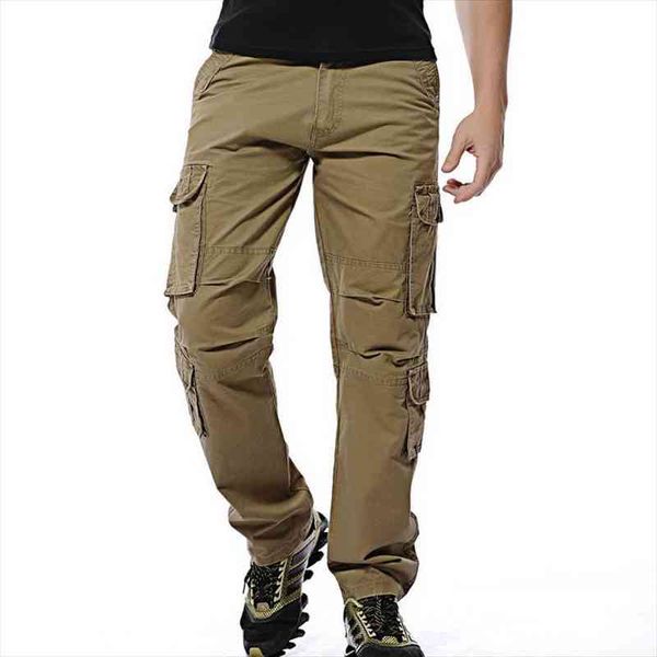 

men cargo pants spring military overalls loose army tactical joggers pants multi-pocket baggy trousers plus size 46, Black