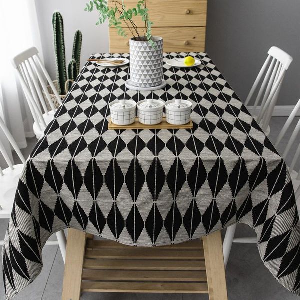 

table cloth black geometric cover cotton pastoral tablecloth picnic bbq home kitchen decorative toalha de mesa dining desk