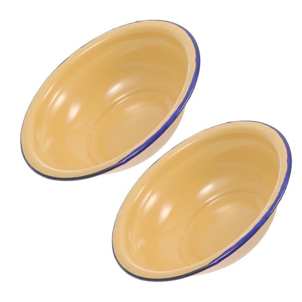 

bowls 2pcs vintage enamel basins thickened soup plates practical tableware