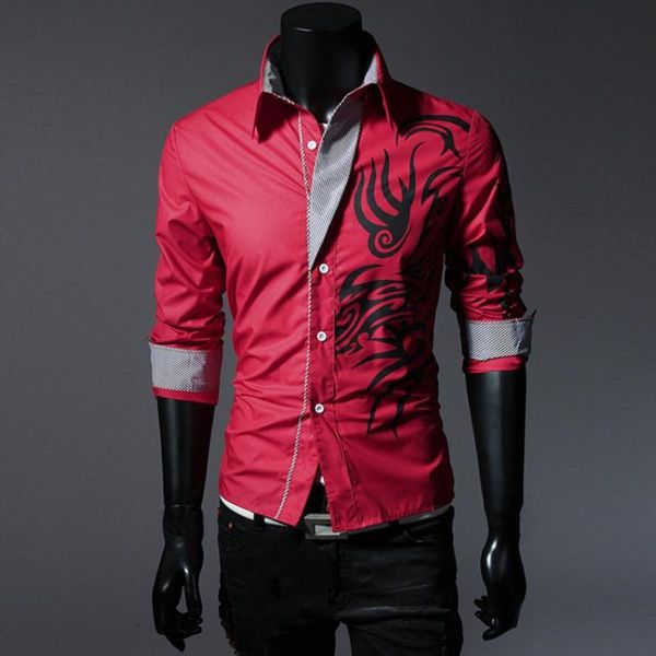 

men's casual shirts cool shirt loong print wash-and-wear streetwear cardigan slim men top, White;black