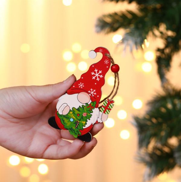 Ornamenti pendenti in legno stampati di Babbo Natale Ornamento per albero di Natale Artigianato in legno fai-da-te Regalo per bambini per decorazioni natalizie per la casa