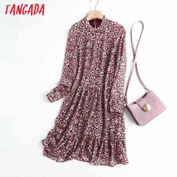 

quality women french style flower print chiffon long sleeve high street ladies midi dress 4c50 210416, Black;gray