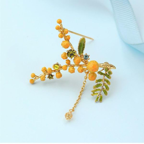 

pins, brooches creative product fashion trend plant brooch noble and elegant simple temperament wild mimosa fruit pin accessories female, Gray