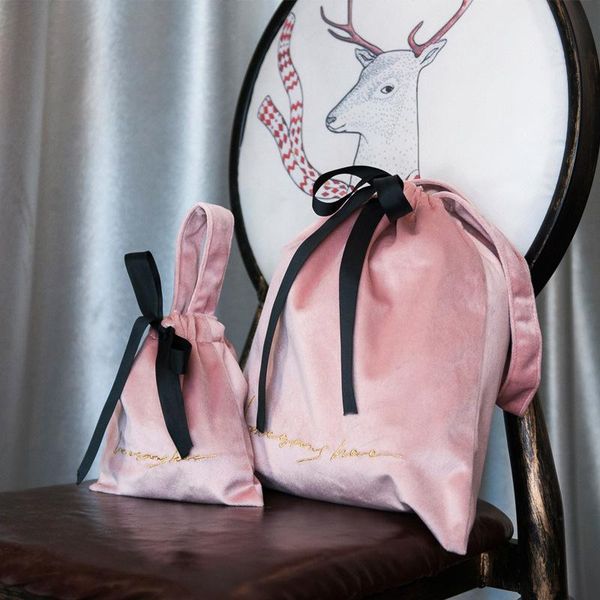 

storage bags velvet drawstring pouch pockets hair dryer bag wedding souvenir skin-friendly dutch fleece bow tie for cosmetic