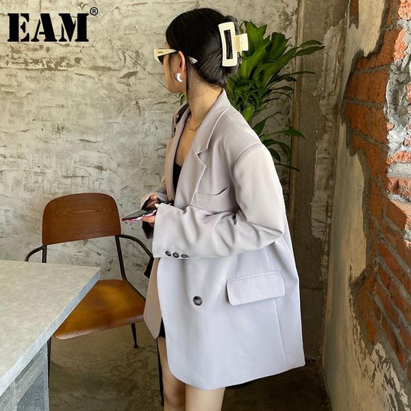 

women's suits & blazers [eam] women gray brief big size casual blazer lapel long sleeve loose fit jacket fashion tide spring autumn 202, White;black