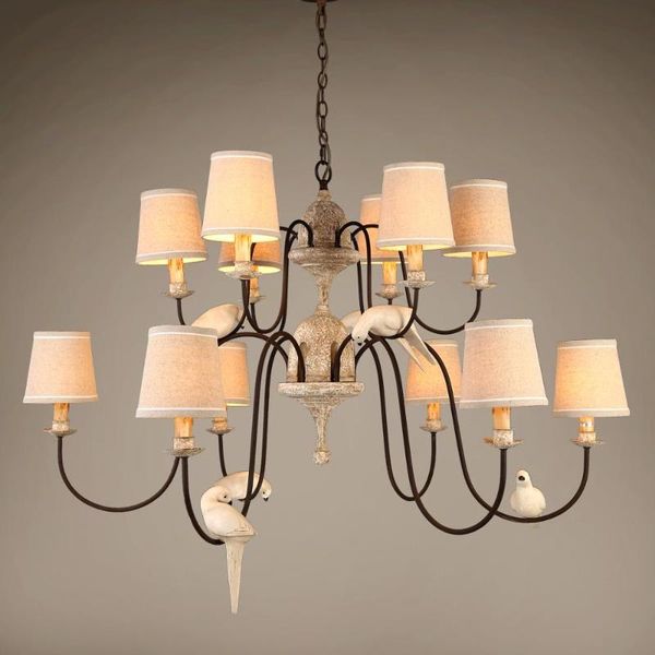 

chandeliers vintage bird lighting with fabric shade elegant creative foyer kitchen lights fixture retro french light