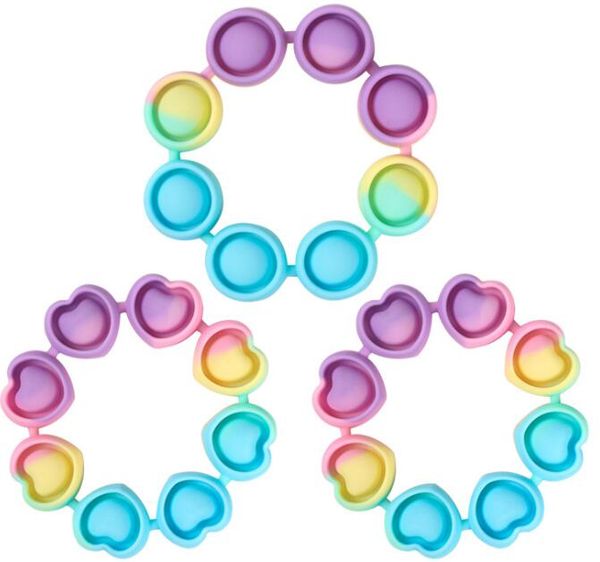 

pop fidget reliver stress toys rainbow bracelet push bubble antistress toys children sensory toy to relieve autism