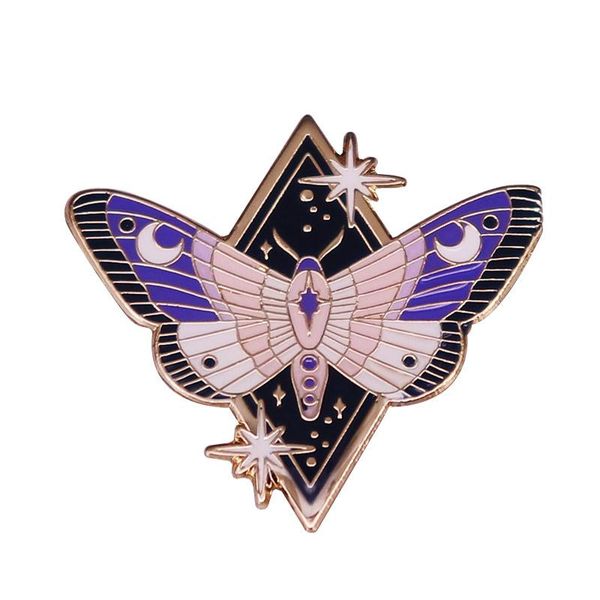 

pins, brooches moth starry sky butterfly brooch pins enamel metal badges lapel pin jackets fashion jewelry accessories, Gray
