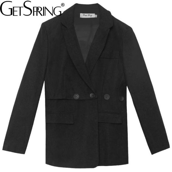 

women's suits & blazers getspring women blazer irregular split black white and jackets plus size all match casual loose suit coats 2021, White;black