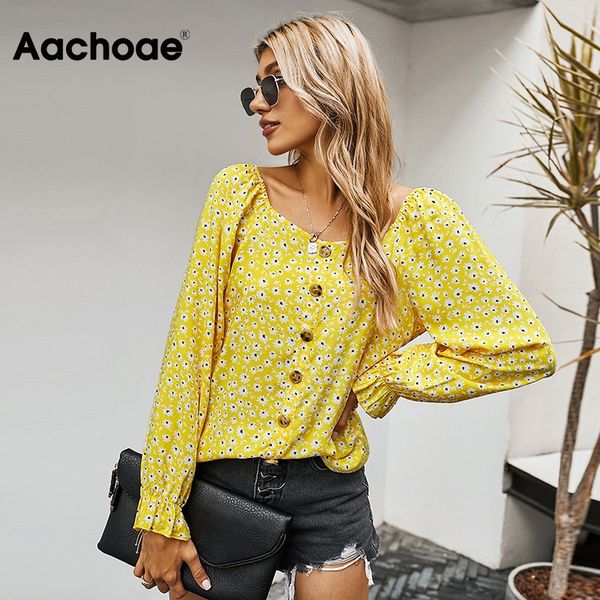

women bohemian blouses floral print vintage buttons ruffles long sleeve square collar casual tunic shirt blusas, Black;white