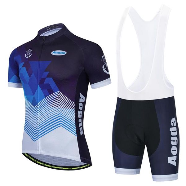 

racing sets aogda summer men's cycling jersey short sleeve bicycle clothing breathable bike shirt suit, Black;blue