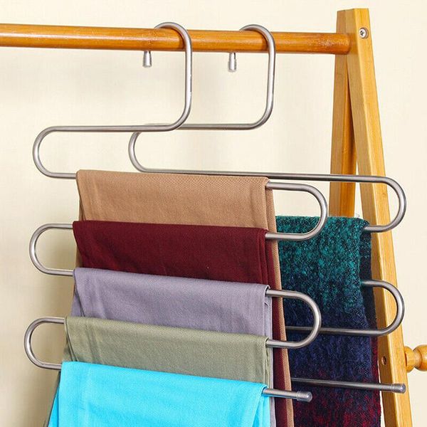 

multi layers pants hangers s-shape closet storage space saving for trousers home room hk3 hooks & rails