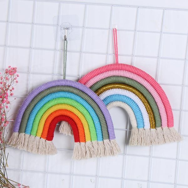 

tapestries wall decor rope hanging ornament tapestry nursery macrame rainbow woven decoration scandinavian kids room