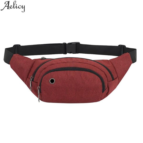 

aelicy functional sports outdoor chest bag fashion leisure solid waterproof nylon waist zipper messenger bags