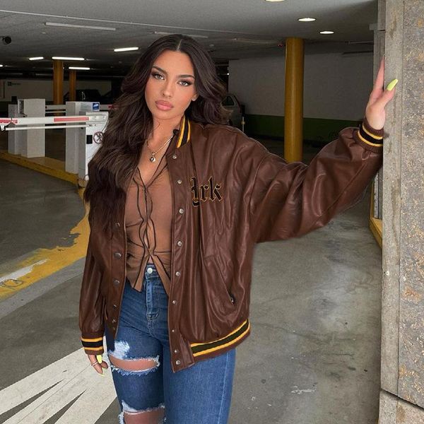

women's jackets autumn winter women coat vintage long sleeve stand neck letters pattern buttons casual party loose fashion, Black;brown
