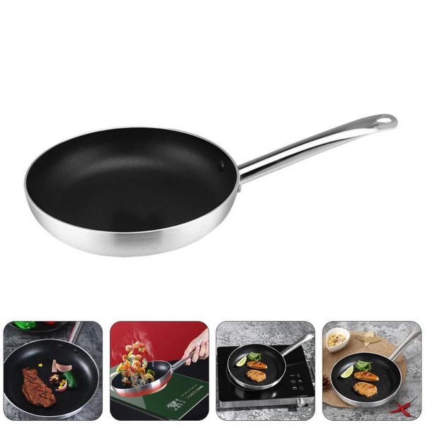 

pans 1 pc wok non-stick pan food pot frying egg (silver)