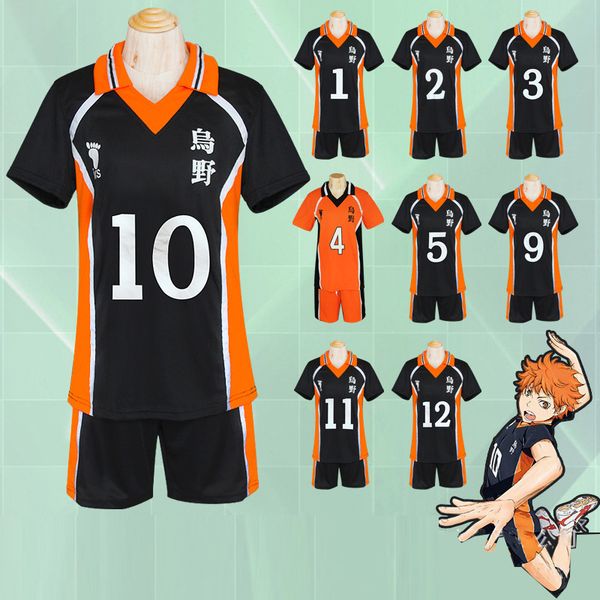 

anime haikyuu cosplay costume karasuno high school volleyball club hinata shyouyou bokuto koutarou akaashi keiji t-shirt shorts, Black